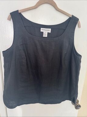 Bloomingdale's Black Linen Scoop Neck Tank